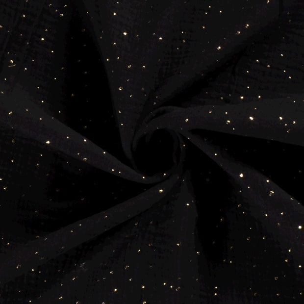 Muslin fabric Dots Black