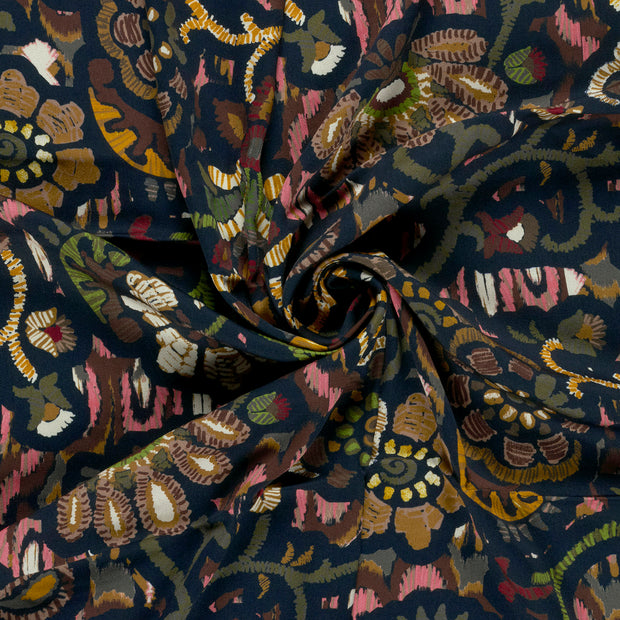 Viscose Satin fabrik Marine bedruckt 