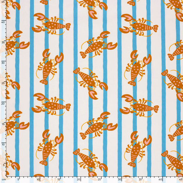 Popeline de Coton tissu animaux Blanc cassé