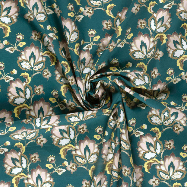 Cotton Poplin fabric Petrol digital printed 