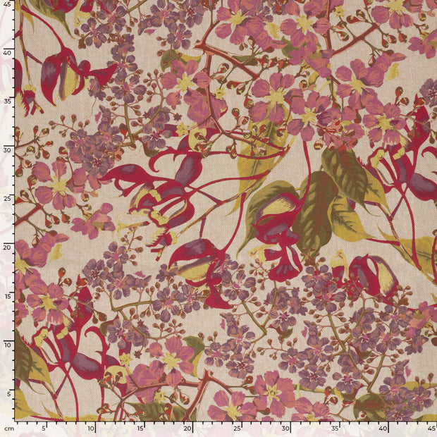 Linen Look fabric Flowers Beige