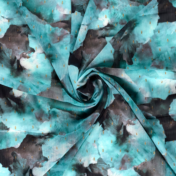 Chiffon fabrik Altes Grün digital bedruckt 