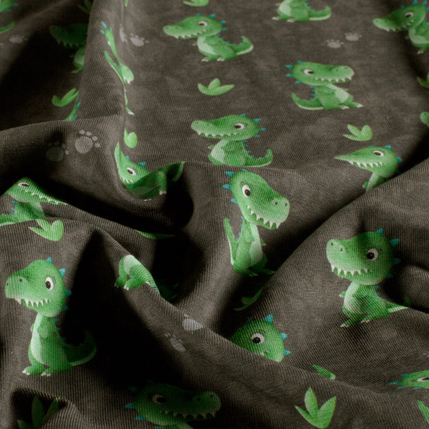 Jersey fabrik Dinosaurier Grau