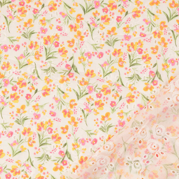  tissu fleurs brodé 