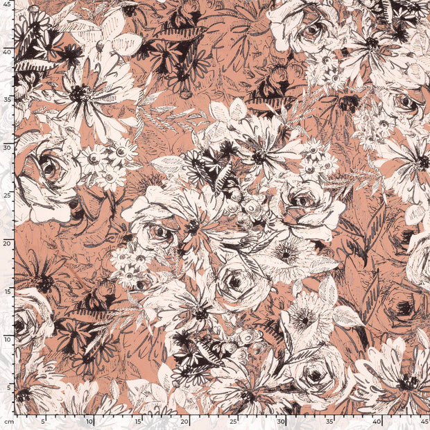 Twill fabric Flowers Rust