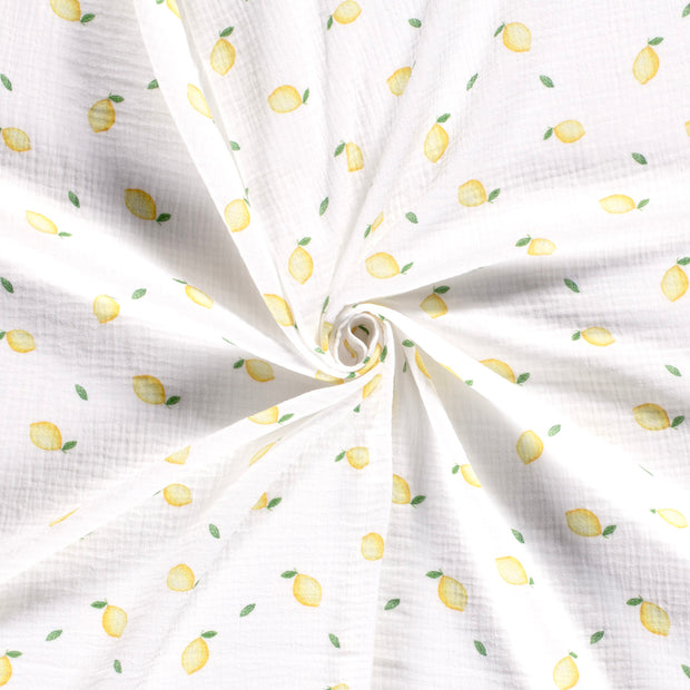 Muslin fabric White digital printed 
