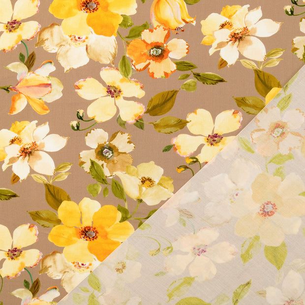 Viscose Poplin fabrik Beige digital bedruckt 