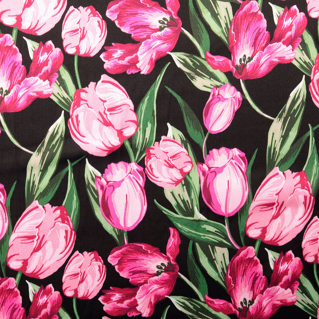 Viscose Satin fabrik Blumen Rosa