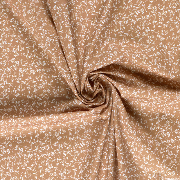 Cotton Poplin fabric Beige digital printed 