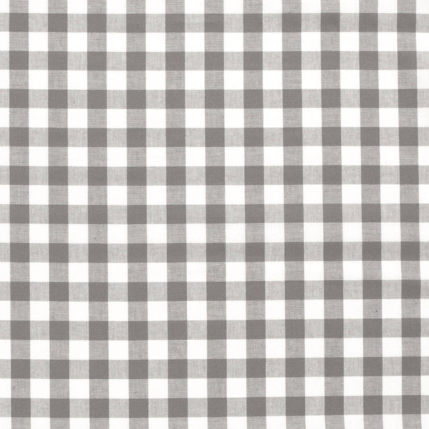 Popeline de Coton tissu Carreaux Gris foncé