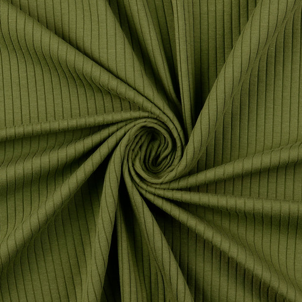 Rib Jersey tissu Vert Forêt doux 