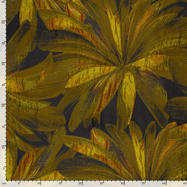 Jacquard fabrik Blumen Ocker