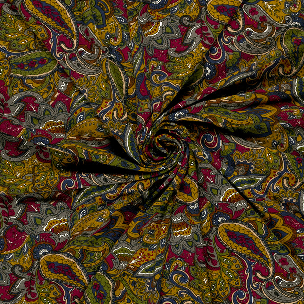 Viscose Vortex Jersey tissu Bordeaux imprimé 