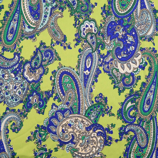 Satin fabrik Paisley apfelgrün