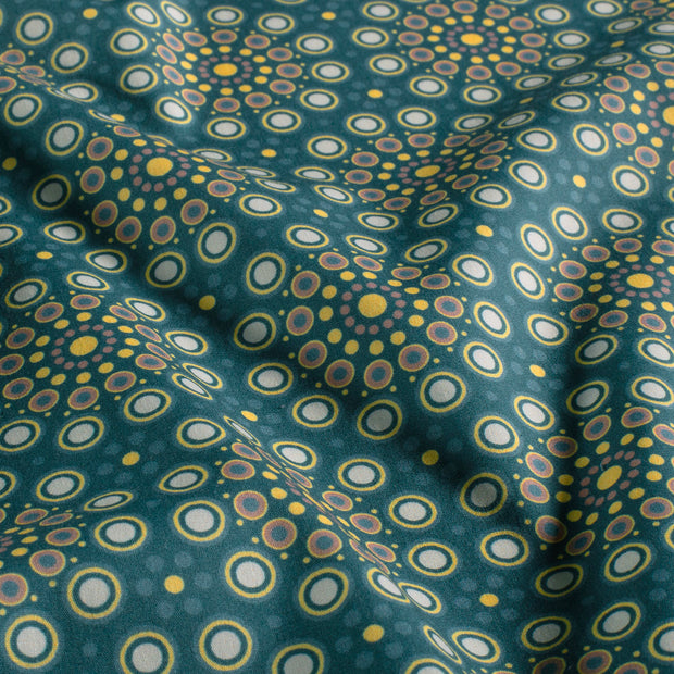 Cotton Poplin fabric Flowers Petrol