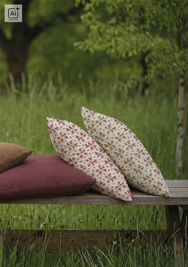 Linen Look fabric Flowers Beige