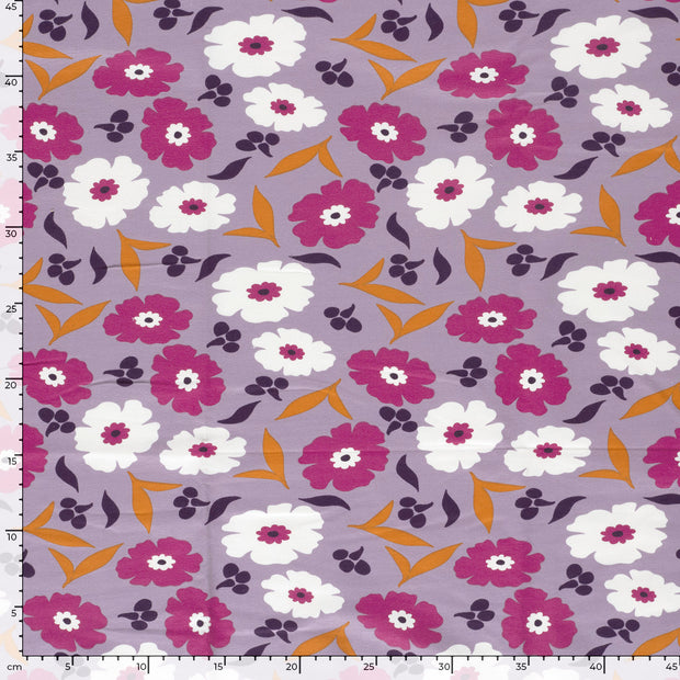 French Terry fabrik Blumen Lila