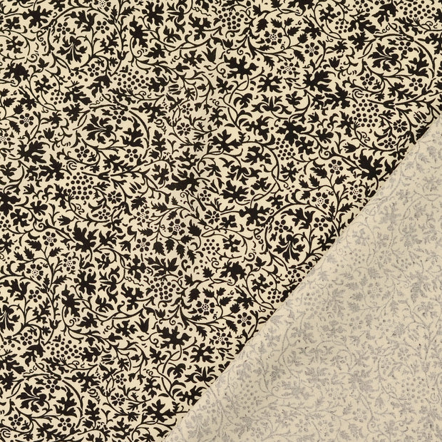 Cotton Poplin fabric Black printed 