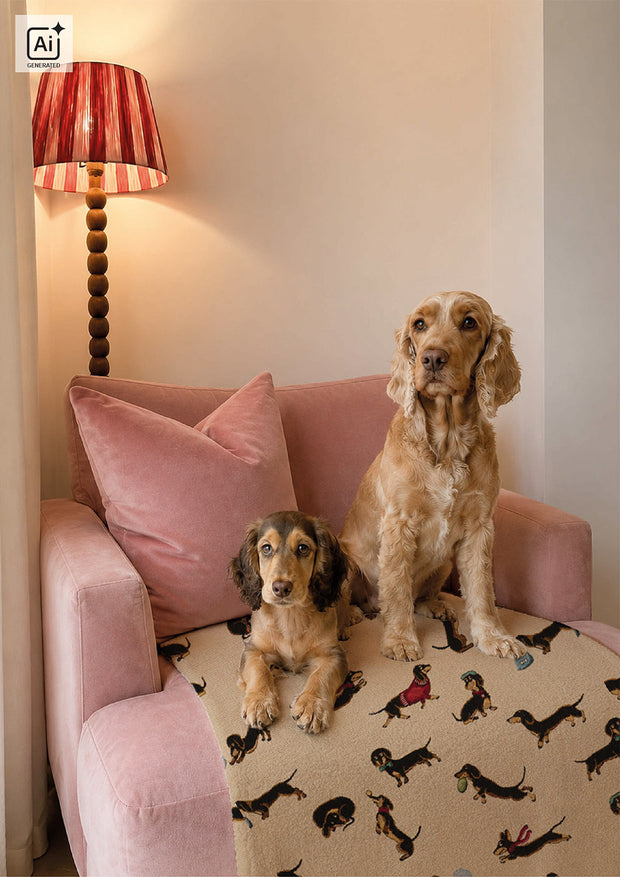 Gobelin tissu chiens Beige