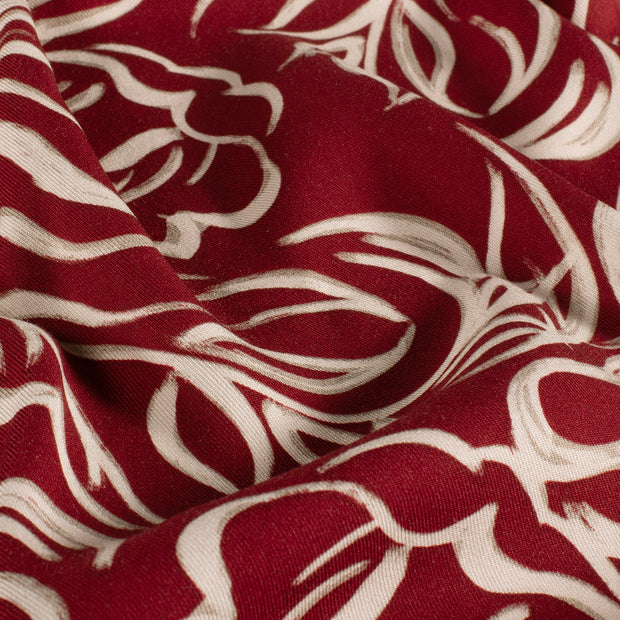 Viscose Twill fabrik Abstrakt Bordeauxrot