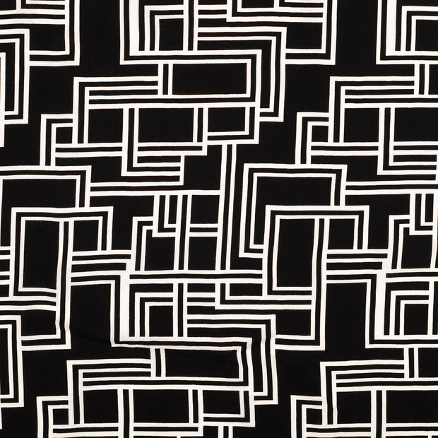Viscose Poplin fabrik Geometrisch schwarz