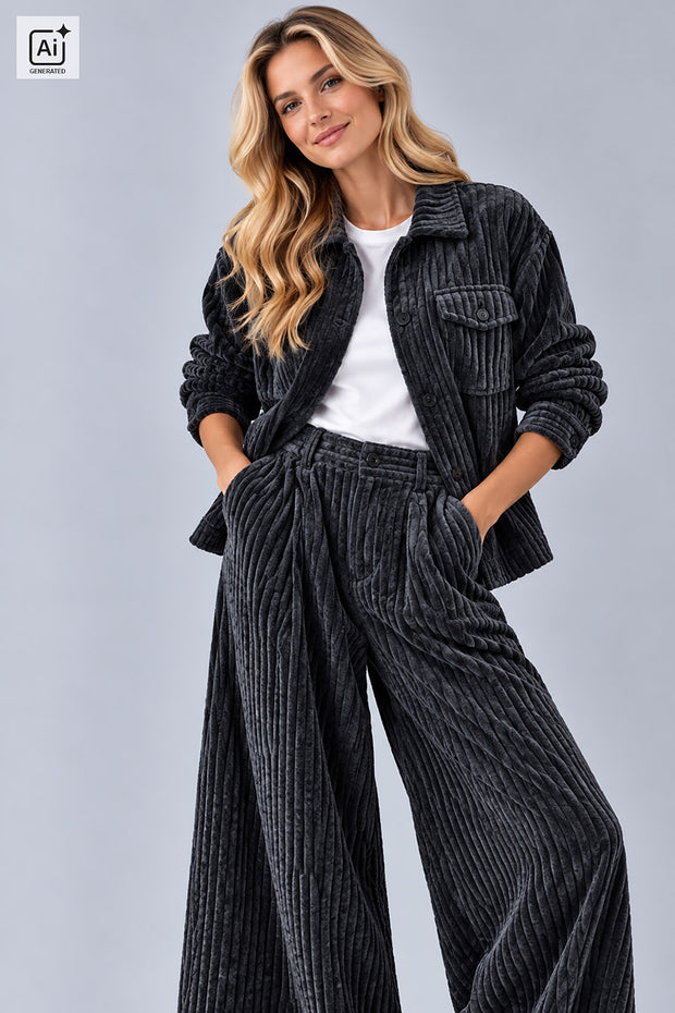 Corduroy 4.5w fabric Unicolour Dark Grey