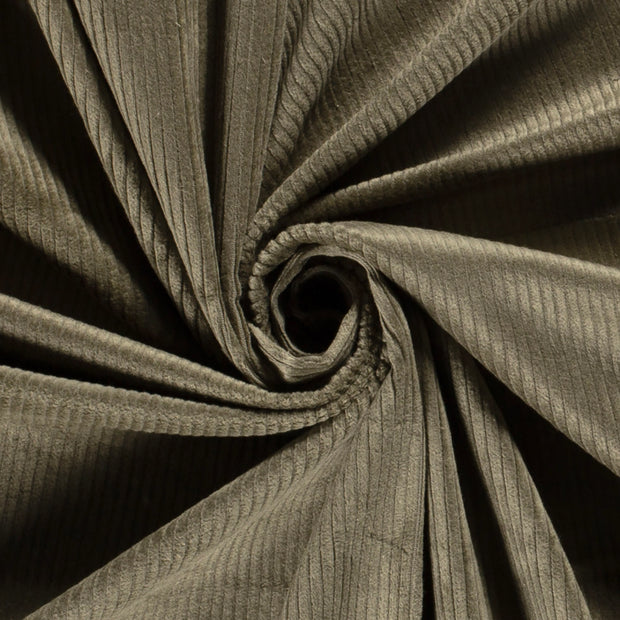 Jumbo Cord Stretch 6w fabric Unicolour Khaki Green