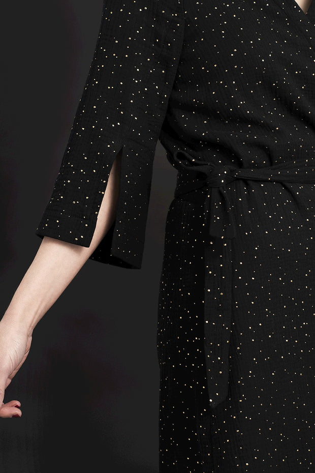 Muslin fabric Dots Black
