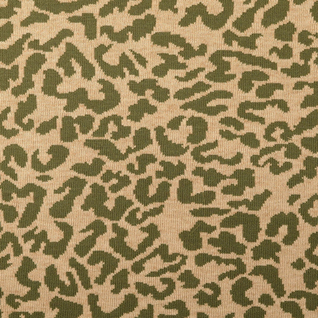Heavy Knit fabrik Leoparden Olivgrün