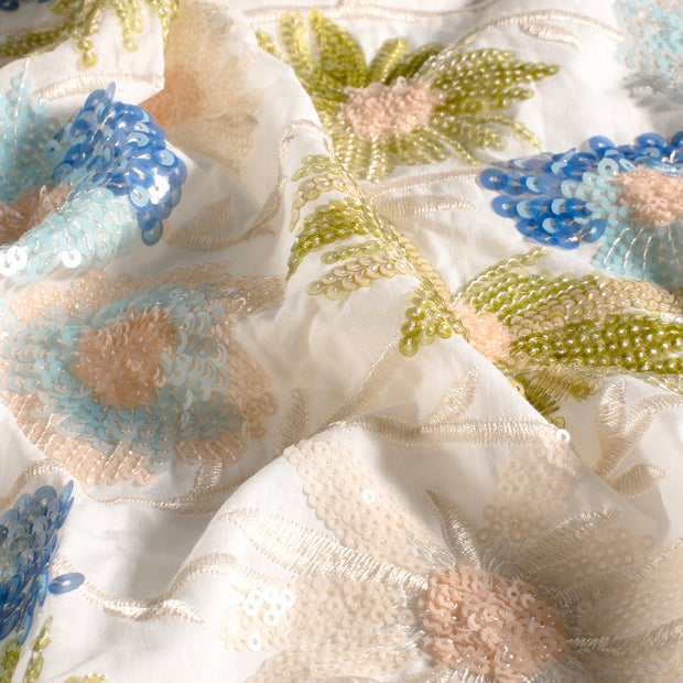 CO Voile fabrik Blumen Hellblau