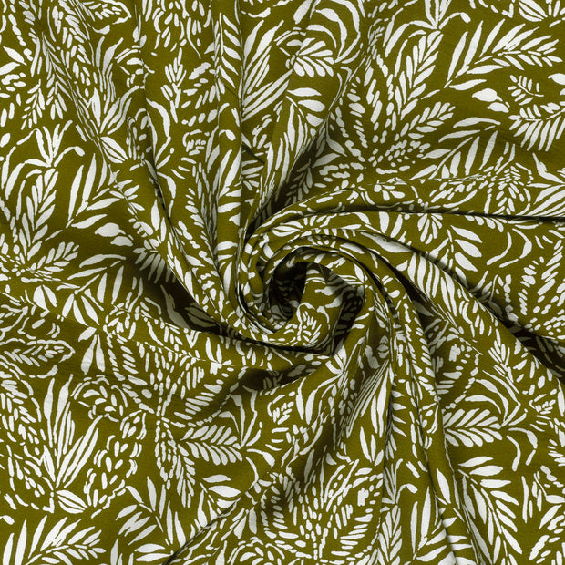 Viscose Nylon Crepe fabrik Khaki-Grün bedruckt 