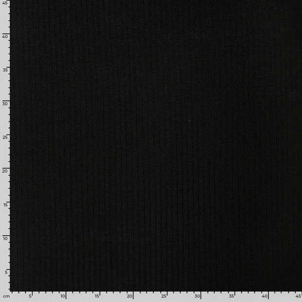 Rib Jersey fabrik Uni Schwarz