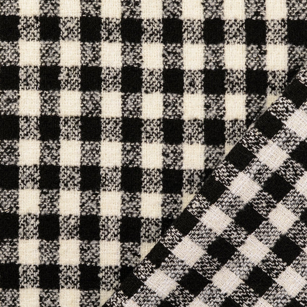 Chiffon en laine tissu noir fil teint 