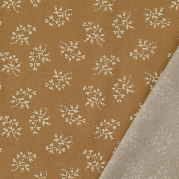 Cotton Poplin fabric Beige printed 