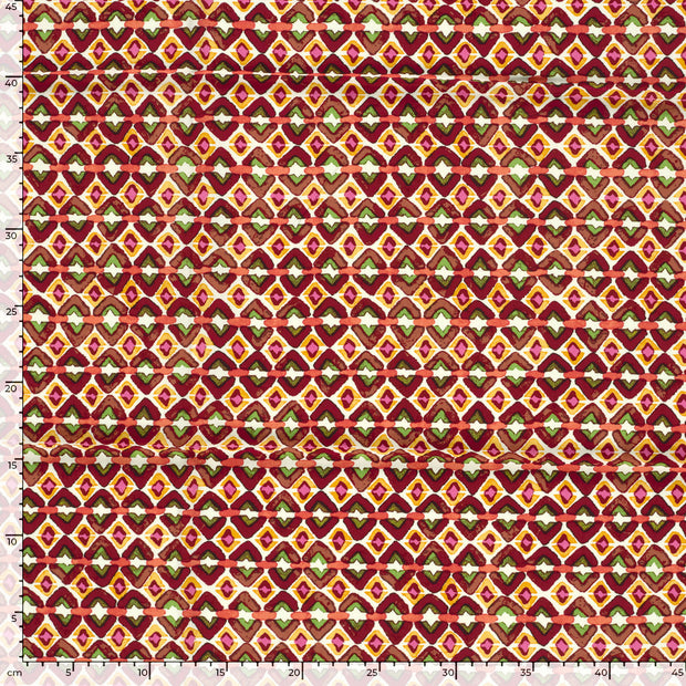Popeline de Viscose tissu Abstrait Rouge Bordeaux