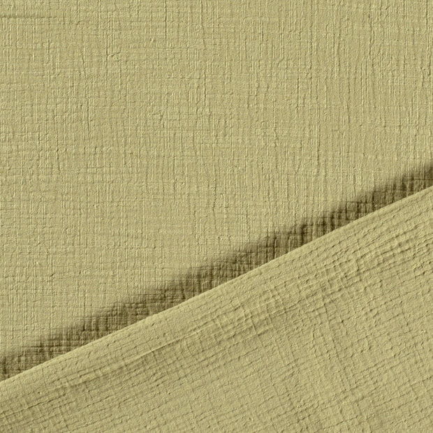 double gaze tissu Vert Olive slub 