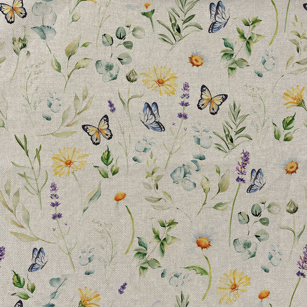 Linen Look fabric Flowers Olive Green