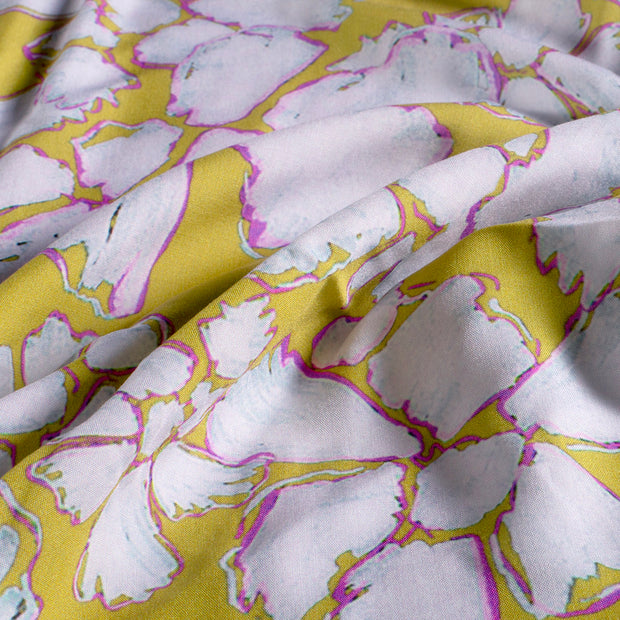 Viscose Poplin fabrik Abstrakt Lime Grün