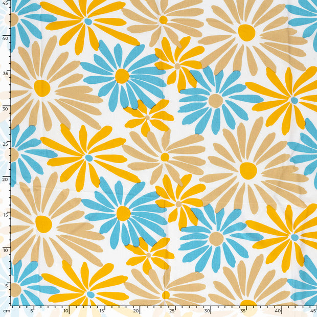 Bamboo Poplin fabric Flowers Yellow