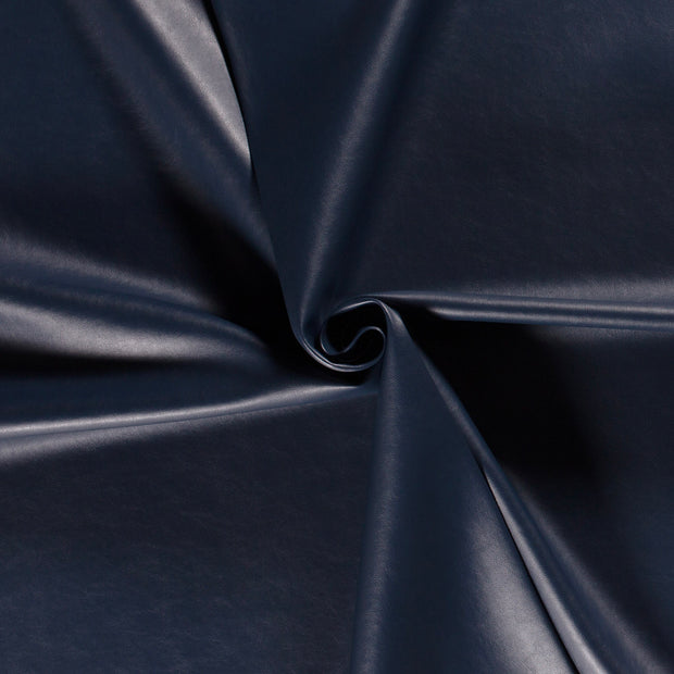 Imitation cuir tissu Bleu Marine légèrement brillant 