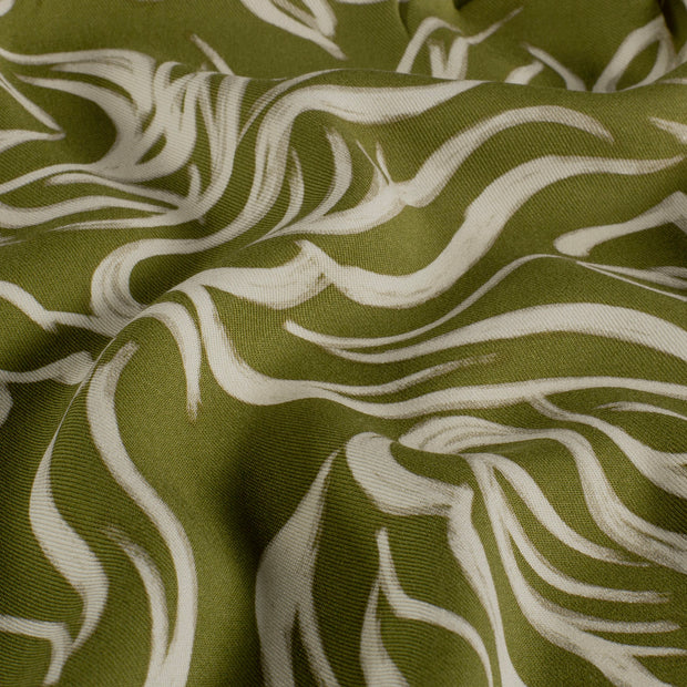 Viscose Twill fabrik Abstrakt Khaki-Grün