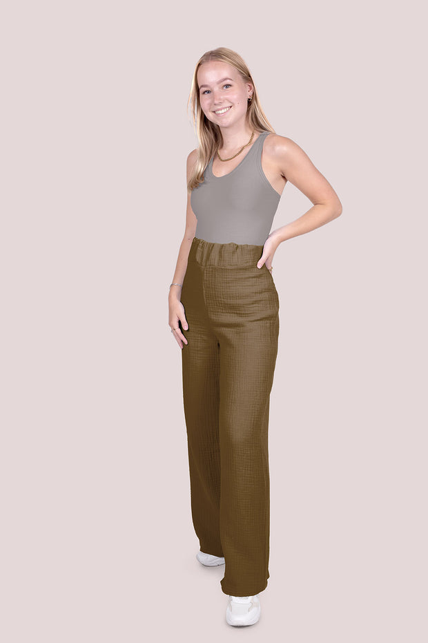 Muslin GOTS organic fabric Unicolour Taupe Grey