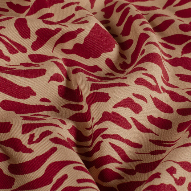 Viscose Twill fabric Abstract Bordeaux