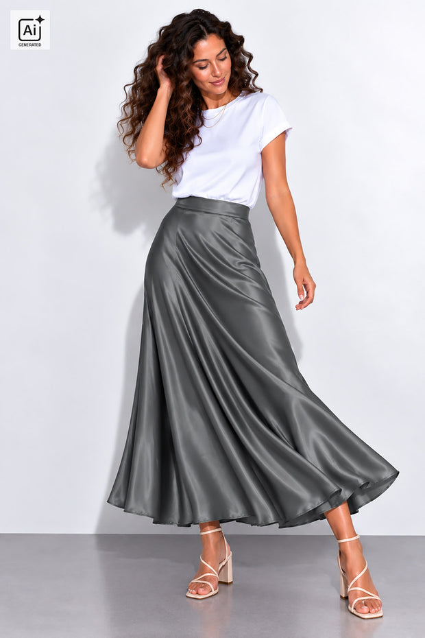 Satin fabric Unicolour Dark Grey