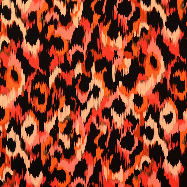 Popeline de Viscose tissu fleurs rouge