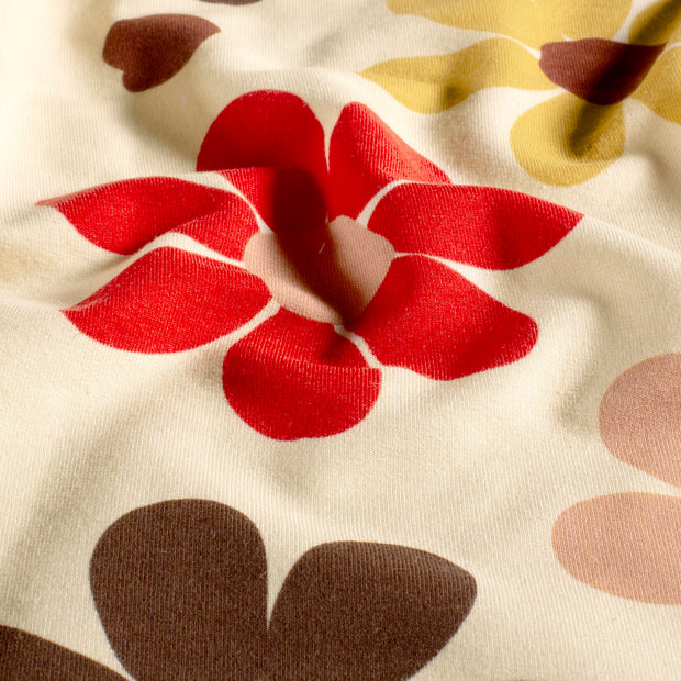 French Terry fabrik Blumen Beige