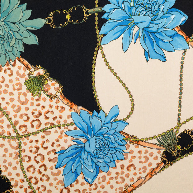 Viscose Satin fabrik Blumen schwarz