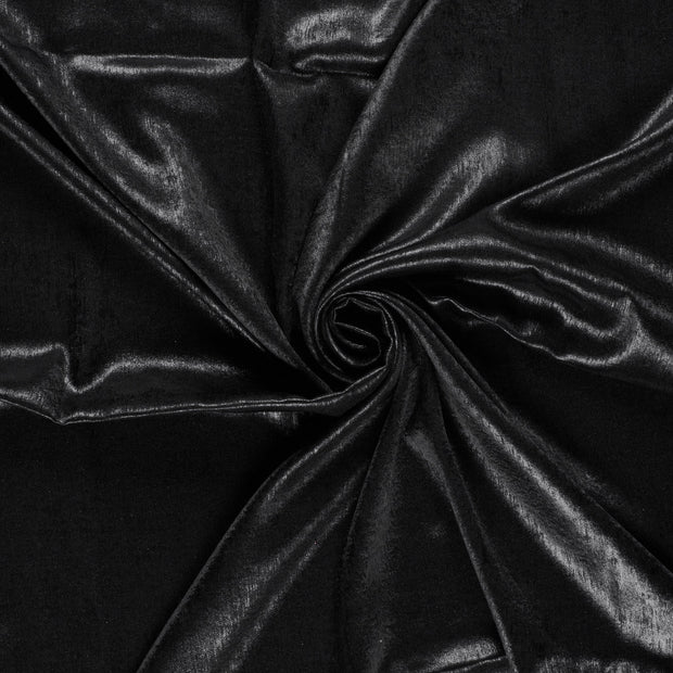 Satin fabric Black foiled 