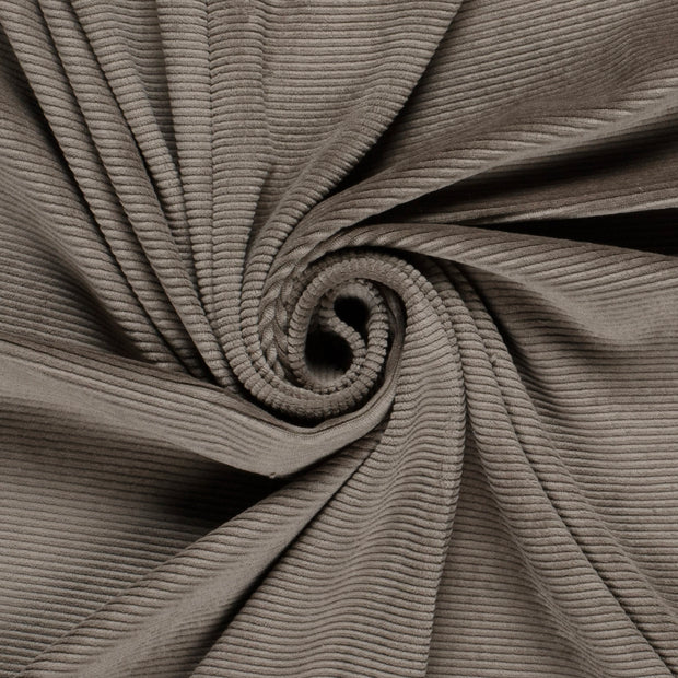 Nicky Velours Rib fabrik Taupe Grau matt 