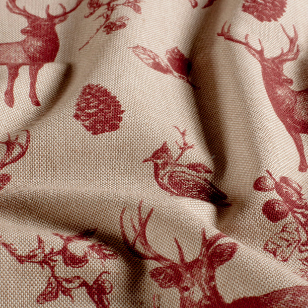 Linen Look fabric Deer Dark Red